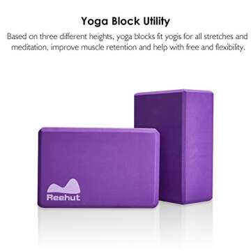 REEHUT (2-PC Yoga Blocks, 9"x6"x4" - High Density EVA Foam Blocks to Support and Deepen Poses, Improve Strength and Aid Balance and Flexibility - Lightweight, Odor Resistant(Purple)
