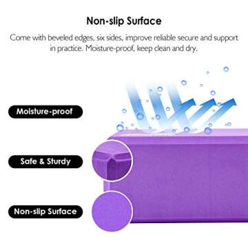 REEHUT (2-PC Yoga Blocks, 9"x6"x4" - High Density EVA Foam Blocks to Support and Deepen Poses, Improve Strength and Aid Balance and Flexibility - Lightweight, Odor Resistant(Purple)
