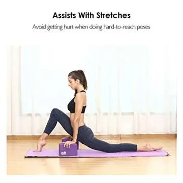 REEHUT (2-PC Yoga Blocks, 9"x6"x4" - High Density EVA Foam Blocks to Support and Deepen Poses, Improve Strength and Aid Balance and Flexibility - Lightweight, Odor Resistant(Purple)