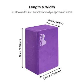 REEHUT (2-PC Yoga Blocks, 9"x6"x4" - High Density EVA Foam Blocks to Support and Deepen Poses, Improve Strength and Aid Balance and Flexibility - Lightweight, Odor Resistant(Purple)