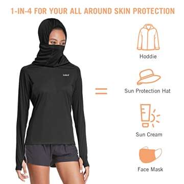 Baleaf Women's UV Protection Long Sleeve Hiking Shirt with Neck Gaiter