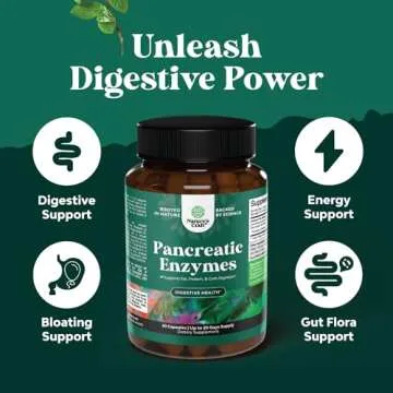 Pancreatin Digestive Enzymes Digestion for Gut Health - Pancreatic Digestive Enzymes for Women & Men with Protease, Lipase & Amylase - Bloating, Stomach Health, Fat, Carb & Protein - 60 Count