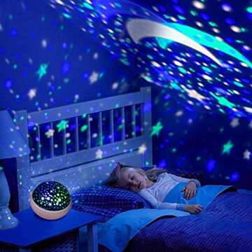 Kids Star Night Projector Lamp - Baby Nursery Night Light Desk Lamp with 8 Light Color USB 360 Degree Rotating Star Projector Gifts for Baby Kid Children Bedroom Birthday Party Christmas Decorations