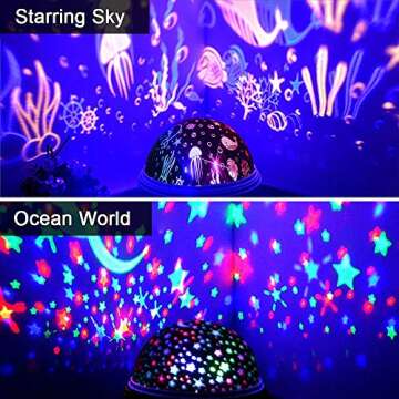 Kids Star Night Projector Lamp - Baby Nursery Night Light Desk Lamp with 8 Light Color USB 360 Degree Rotating Star Projector Gifts for Baby Kid Children Bedroom Birthday Party Christmas Decorations