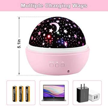 Kids Star Night Projector Lamp - Baby Nursery Night Light Desk Lamp with 8 Light Color USB 360 Degree Rotating Star Projector Gifts for Baby Kid Children Bedroom Birthday Party Christmas Decorations