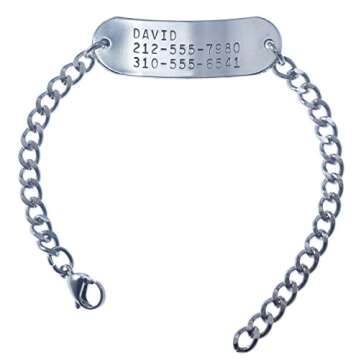 Deep Stamped Customizable, Autism Medical Alert Bracelet, Stainless Steel, 8" (Includes Free Engravi...