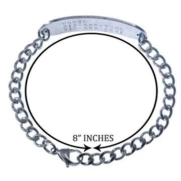 Deep Stamped Customizable, Autism Medical Alert Bracelet, Stainless Steel, 8" (Includes Free Engraving)