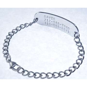 Deep Stamped Customizable, Autism Medical Alert Bracelet, Stainless Steel, 8" (Includes Free Engraving)