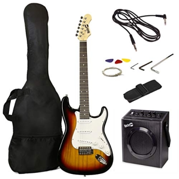 RockJam Electric Guitar Superkit with 10-watt Amp, Gig Bag, Picks & Online Lessons