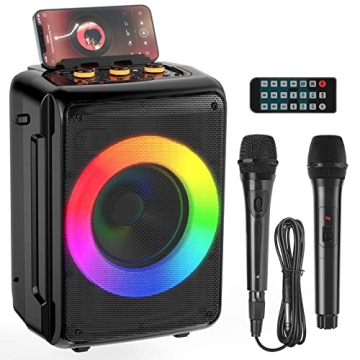 HWWR Karaoke Machine for Adults and Kids, Bluetooth Speaker with 2 Microphones, Portable Party Karao...