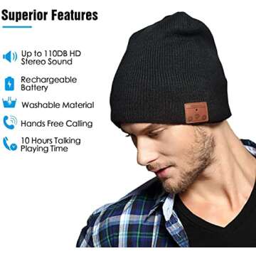 ZRUHIG Bluetooth Beanie,Stereo Knit Music Hat with Bluetooth V5.0 Wireless Hats Headphone Upgraded U...