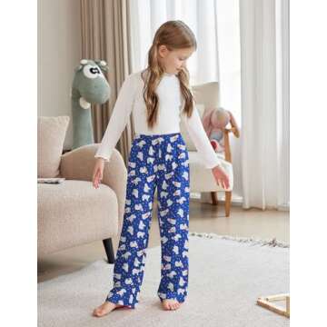 Comfy Arshiner Pajama Pants for Girls Blue Christmas Design