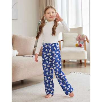 Comfy Arshiner Pajama Pants for Girls Blue Christmas Design