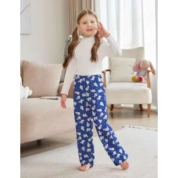 Comfy Arshiner Pajama Pants for Girls Blue Christmas Design