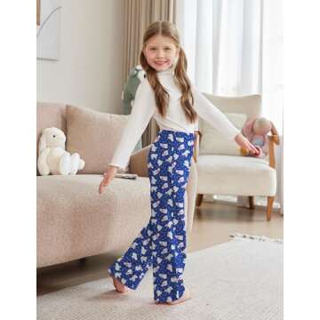 Comfy Arshiner Pajama Pants for Girls Blue Christmas Design