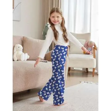 Comfy Arshiner Pajama Pants for Girls Blue Christmas Design