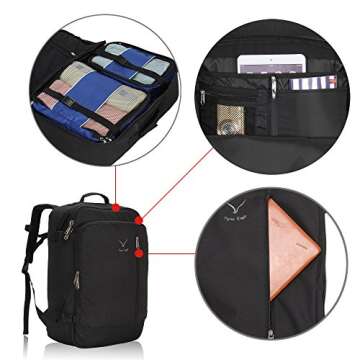 Hynes Eagle 38L Carry on Backpack for All Travelers