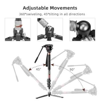 Cayer CF34 Carbon Monopod Kit for Video Cameras