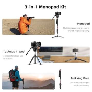 Cayer CF34 Carbon Monopod Kit for Video Cameras
