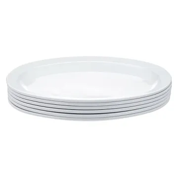 Amazon Basics Melamine Oval Platter Set - 6 Pieces