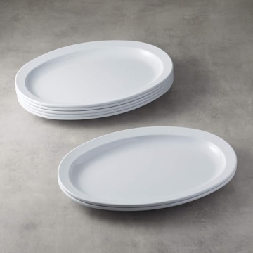 Amazon Basics Melamine Oval Platter Set - 6 Pieces
