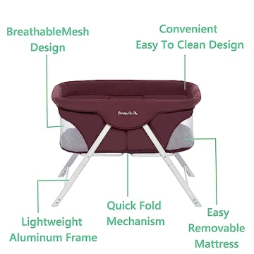Dream on Me Traveler Portable Bassinet Berry Lightweight Breathable