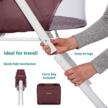 Dream on Me Traveler Portable Bassinet Berry Lightweight Breathable