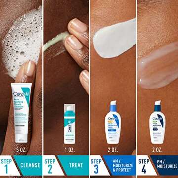 CeraVe Acne Skin Care Set, 5oz Acne Foaming Cream Cleanser + 1oz Resurfacing Retinol Serum + 2oz AM Facial Moisturizing Lotion with SPF 30 + 2oz PM Facial Moisturizing Lotion