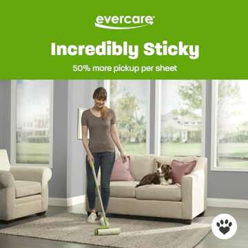 Evercare 10” Mega All-Purpose Pet Hair Lint Roller Refills, 3 Pack, 50 Sheets Each – Sticky Roller for Pet Hair, Cat & Dog Hair Remover, Lint Remover, Pet Hair Remover for Furniture, Clothing & Cars