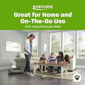 Evercare 10” Mega All-Purpose Pet Hair Lint Roller Refills, 3 Pack, 50 Sheets Each – Sticky Roller for Pet Hair, Cat & Dog Hair Remover, Lint Remover, Pet Hair Remover for Furniture, Clothing & Cars