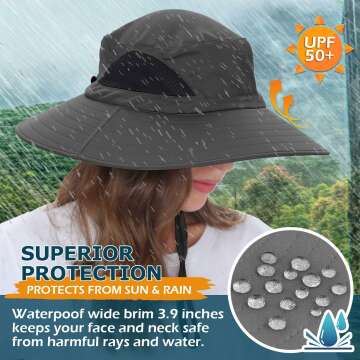 EINSKEY Waterproof Wide Brim Bucket Hat for Outdoors