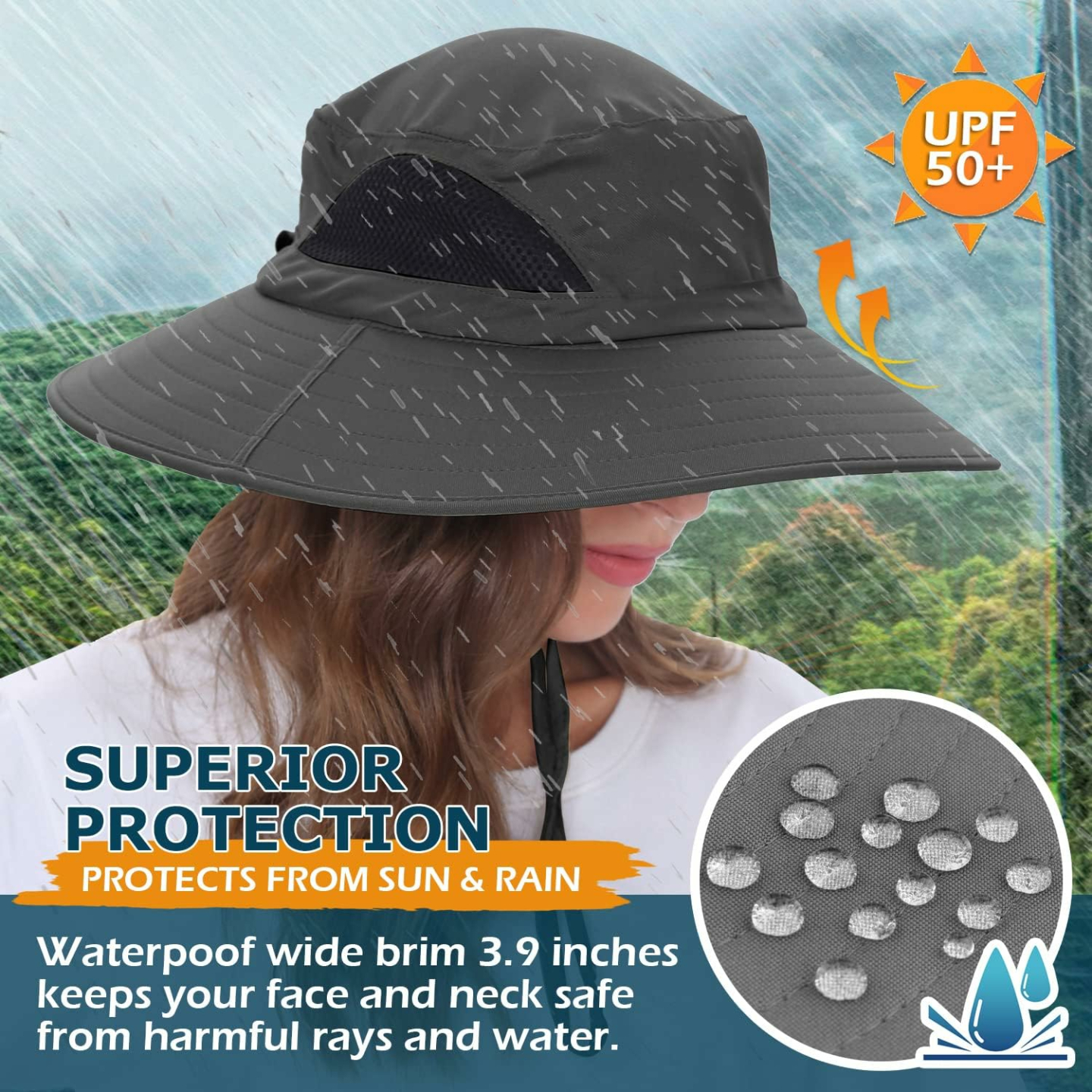 EINSKEY Waterproof Wide Brim Bucket Hat for Outdoors