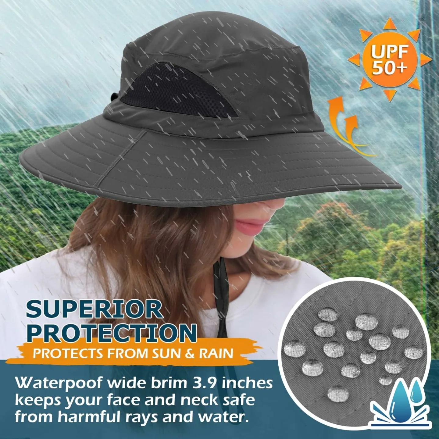 EINSKEY Waterproof Wide Brim Bucket Hat for Outdoors