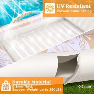 SLOOSH Inflatable Tanning Pool Lounger Float, 70" x 46" Pool Floats Adult with Pillow, 4 in 1 Suntan Tub Raft Floatie,Sunbathing Bed Lounge for Water Blow Up Kids Ball Pit Party Gifts, L-Golden White