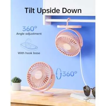 SWEETFULL USB Desk Fan Quiet 3 Speeds Mini Portable Fan