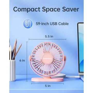 SWEETFULL USB Desk Fan Quiet 3 Speeds Mini Portable Fan