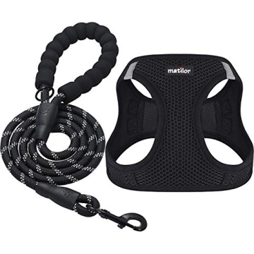 matilor Dog Harness Step-in Breathable Puppy Cat Dog Vest Harnesses for Small Medium Dogs Black