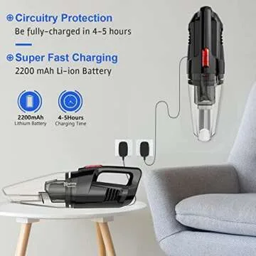 whall Handheld Vacuum Cordless, 8500PA Strong Suction Hand Vacuum, Wet Dry Hand Held Vacuum Cleaner with LED Light, Lightweight Mini Car Vacuum Cordless Rechargeable, Portable Vacuum