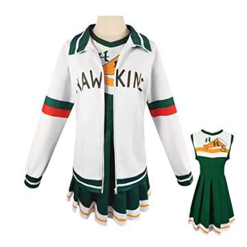CLESUZ Chrissy Costume Hawkins Sweatshirt Jacket Dress Chrissy Cosplay Stranger Halloween Costume Party Dress Up School Uniform (Jacket & Dress, 2XL)