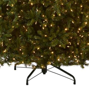 National Tree Company Pre-Lit Artificial Full Christmas Tree, Green, Dunhill Fir, Dual Color LED Lights, Includes Stand, 10 Ft