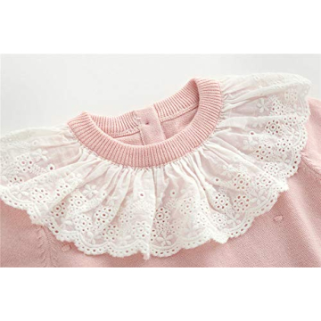 Auro Mesa Infant Baby Girls Knit Sweater Romper Princess Ruffles Collar Outfits Jumper Longsleeve Thick One Piece Clothes