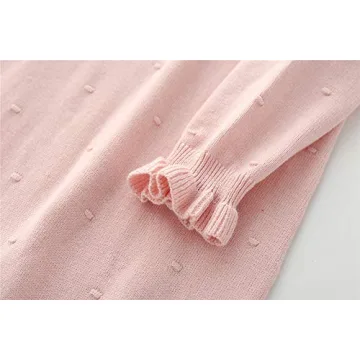 Auro Mesa Infant Baby Girls Knit Sweater Romper Princess Ruffles Collar Outfits Jumper Longsleeve Thick One Piece Clothes