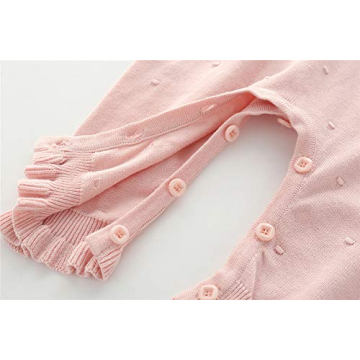 Auro Mesa Infant Baby Girls Knit Sweater Romper Princess Ruffles Collar Outfits Jumper Longsleeve Thick One Piece Clothes