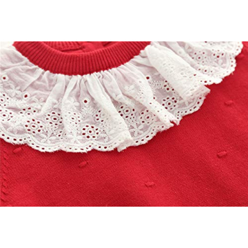 Auro Mesa Infant Baby Girls Knit Sweater Romper Princess Ruffles Collar Outfits Jumper Longsleeve Thick One Piece Clothes