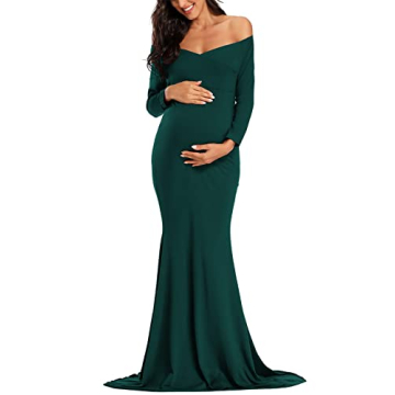 Ecavus Women's Off Shoulder Maternity Dress for Photoshoots