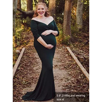 Ecavus Women's Off Shoulder Maternity Dress for Photoshoots