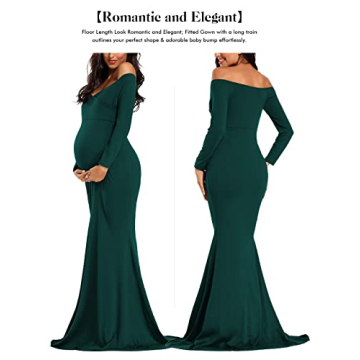 Ecavus Women's Off Shoulder Maternity Dress for Photoshoots
