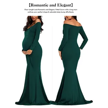 Ecavus Women's Off Shoulder Maternity Dress for Photoshoots