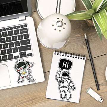 Stickers for Kids (50 Pieces), Graffiti Waterproof Cute Sticker Pack for Water Bottle Skateboard Car Bike Luggage Laptop Phone, NASA Logo Space Astronaut Vinyl Decal Party Gift for Teens Girls Boys