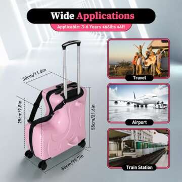 Kid's 20" Ride-on Travel Suitcase with Lock in Pink